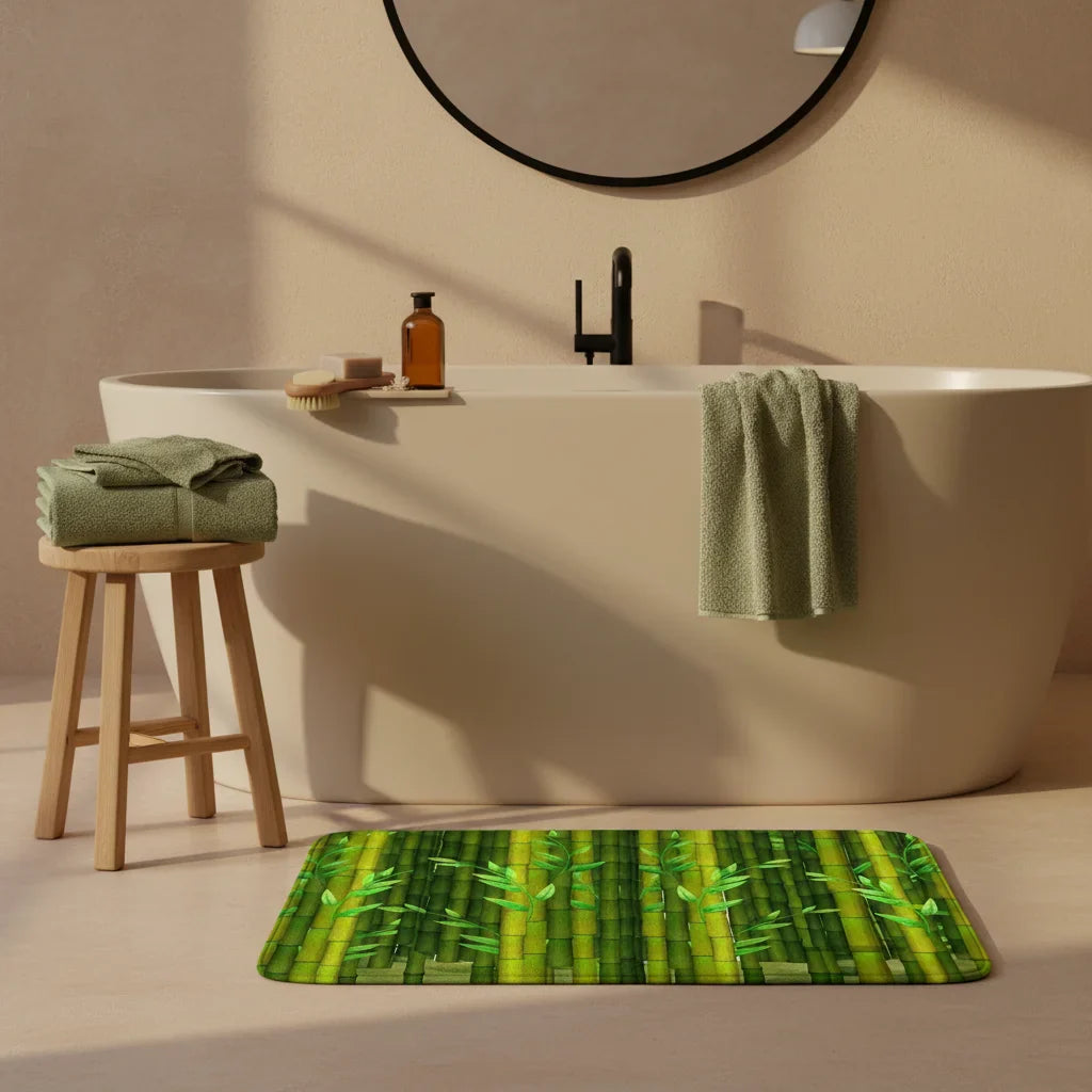Green Bamboo Bath Mat
