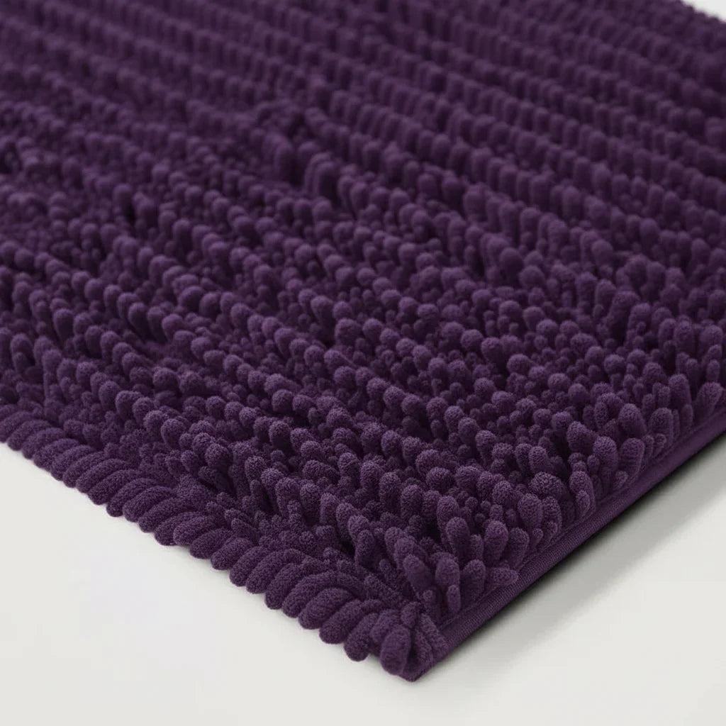 Purple Bath Mat - size comparison