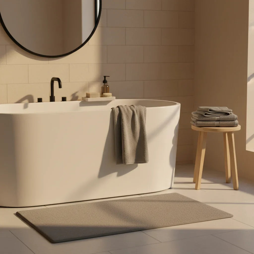 Tapis de Salle de Bain Haut de Gamme Marron Café