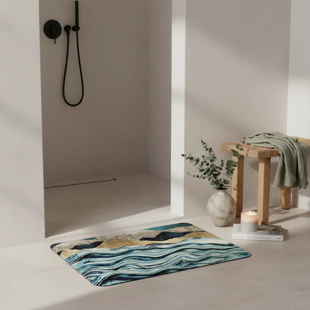 Marble Blue Bathroom Rug