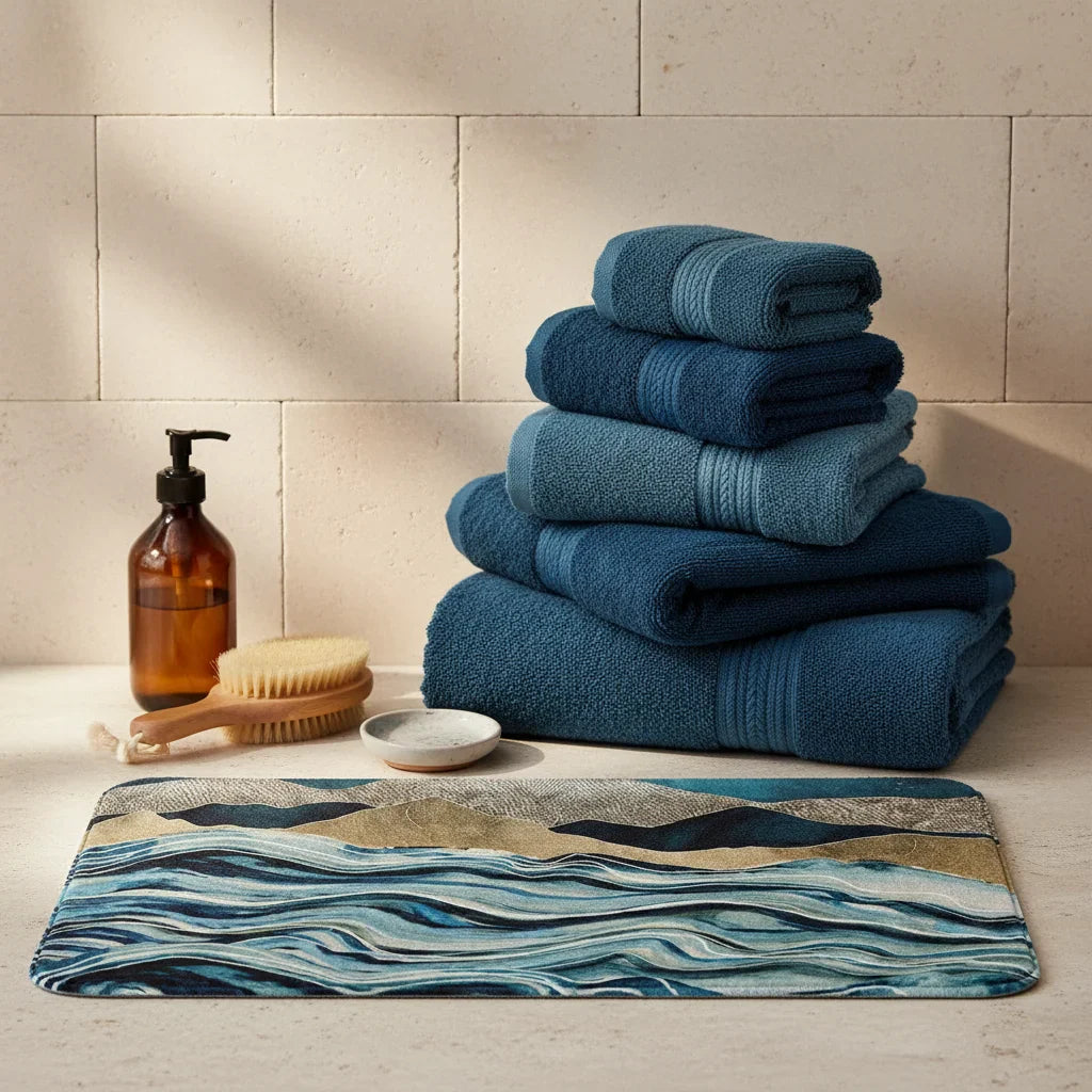 Marble Blue Bathroom Rug