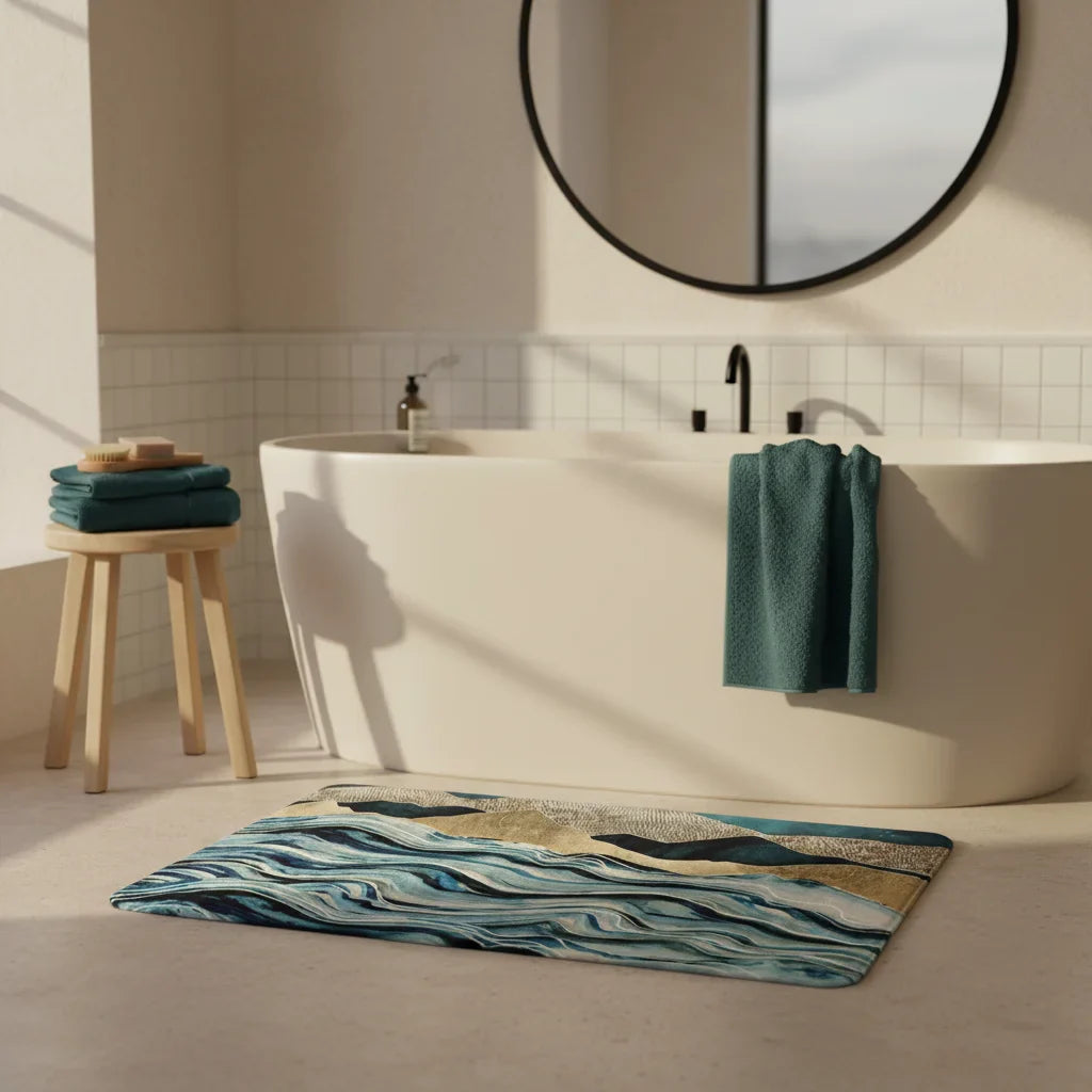 Marble Blue Bathroom Rug