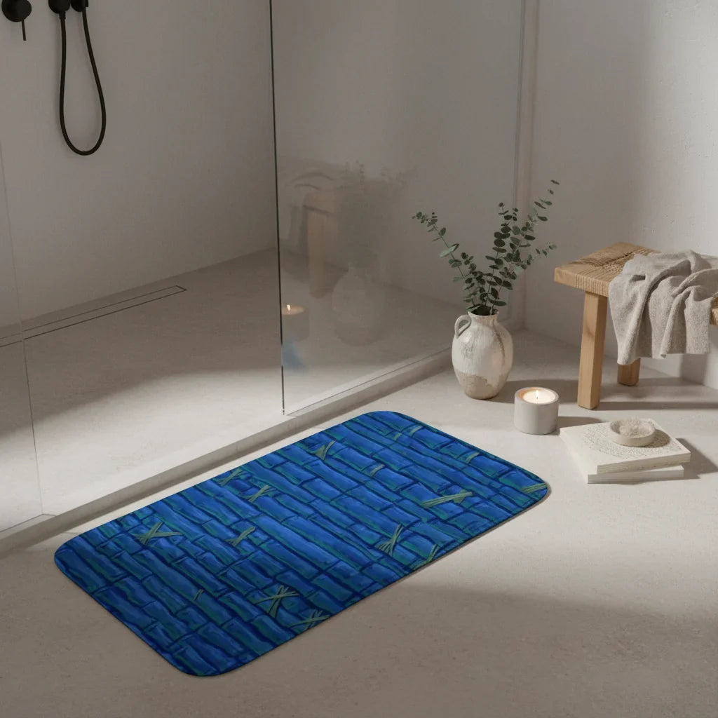 Bamboo Blue Bathroom Rug