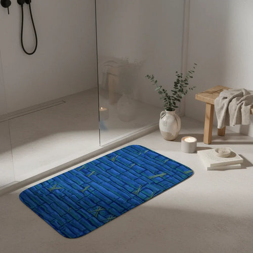 Bamboo Blue Bathroom Rug