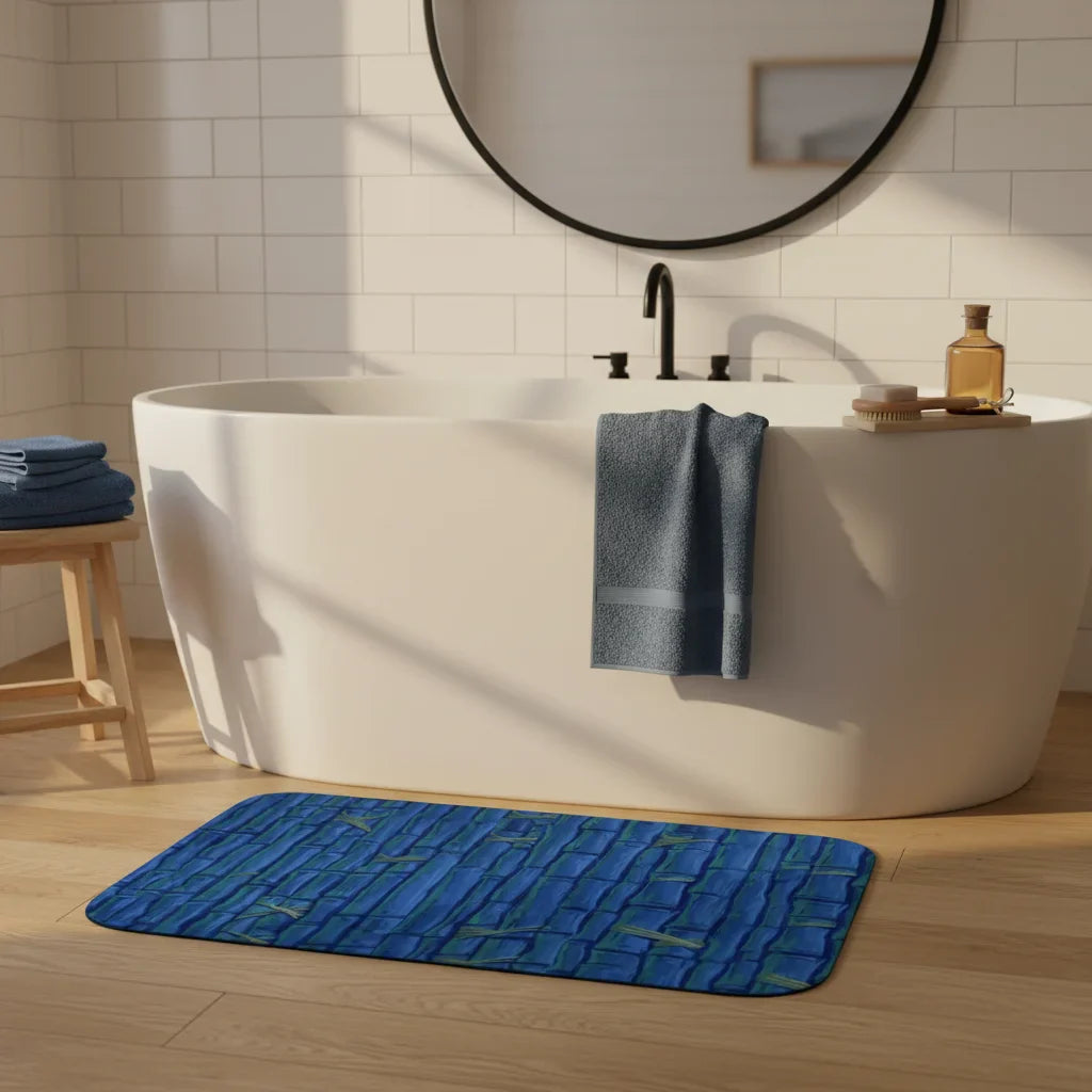 Bamboo Blue Bathroom Rug