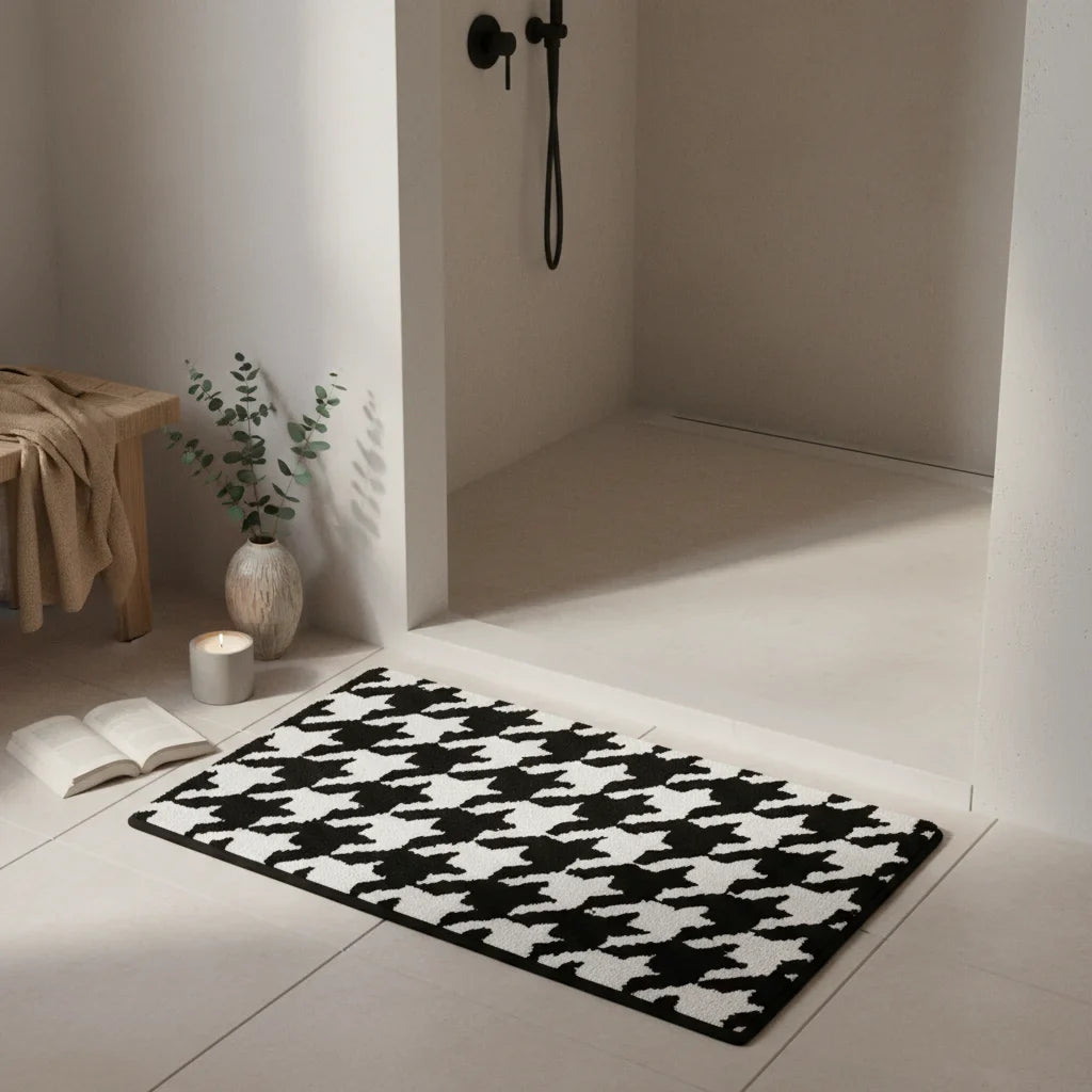 White Black Bathroom Rug - color variations