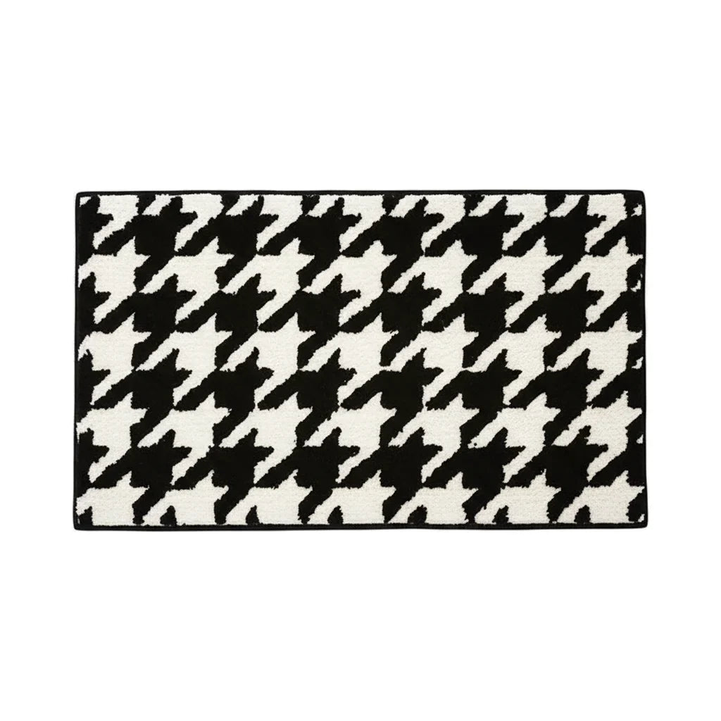 White Black Bathroom Rug