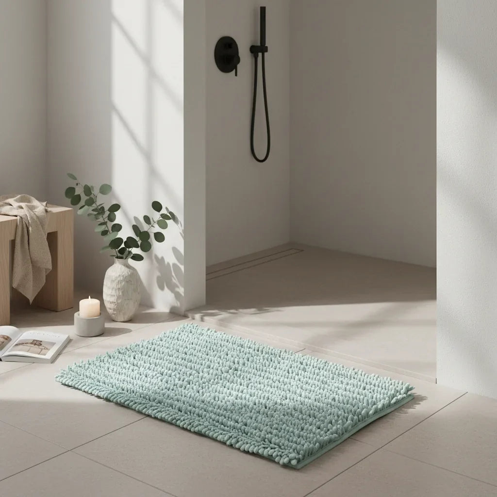 Caterpillar Blue Turquoise Large Size Bathroom Rug