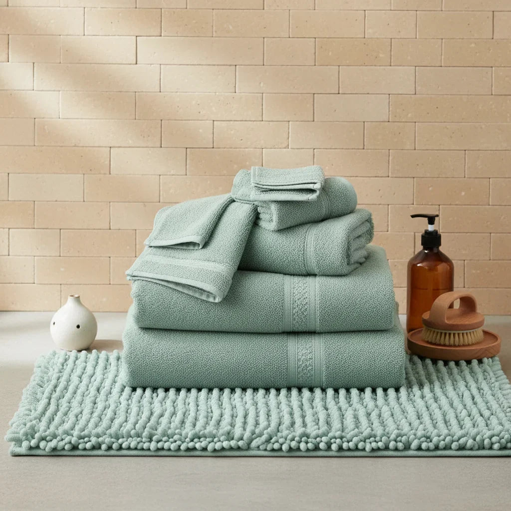 Caterpillar Blue Turquoise Large Size Bathroom Rug