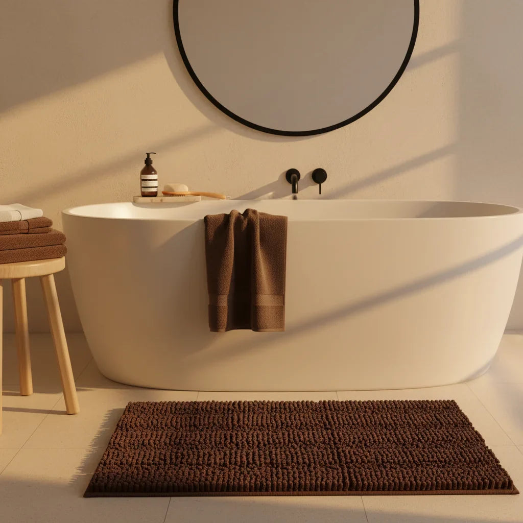 Caterpillar Brown Bathroom Rug