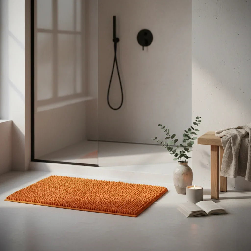 Caterpillar Orange Bathroom Rug