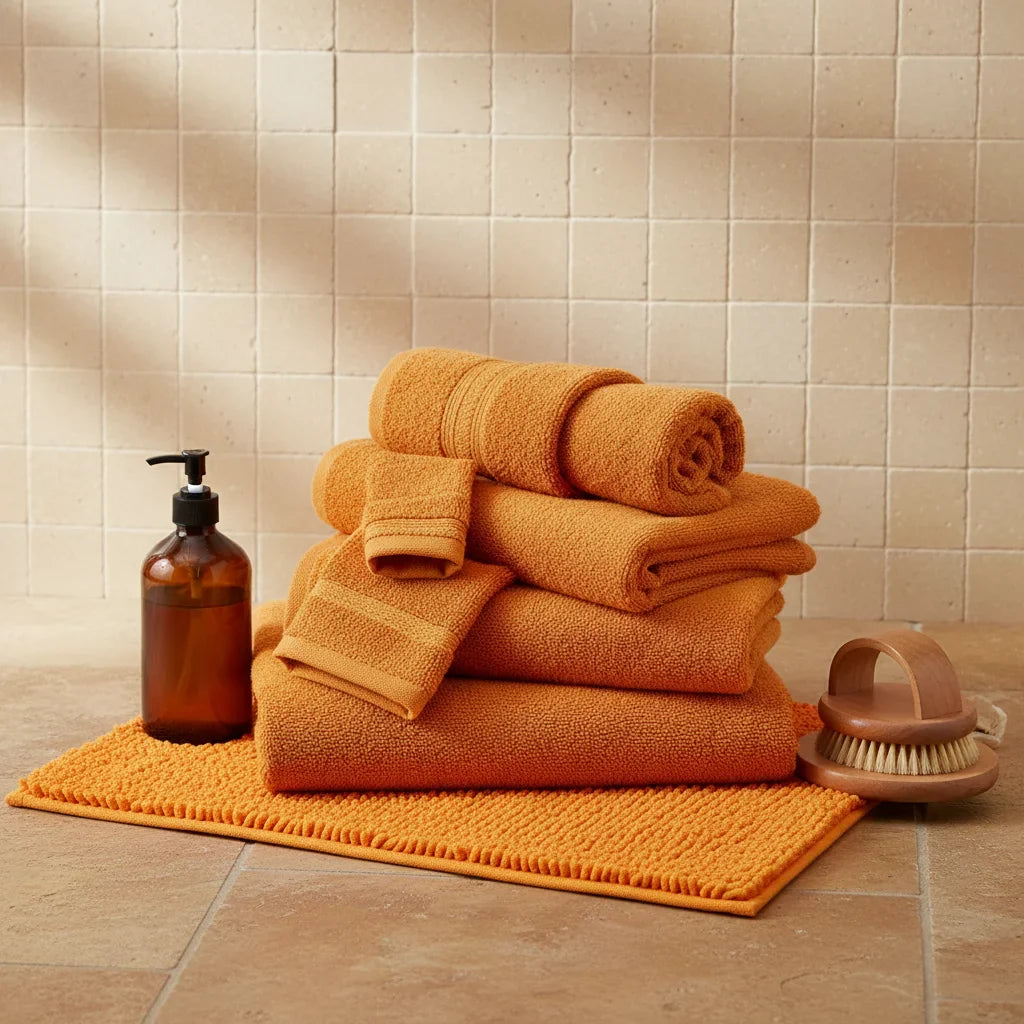 Caterpillar Orange Bathroom Rug