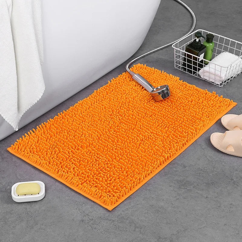 Tapis Salle de Bain Chenille Orange