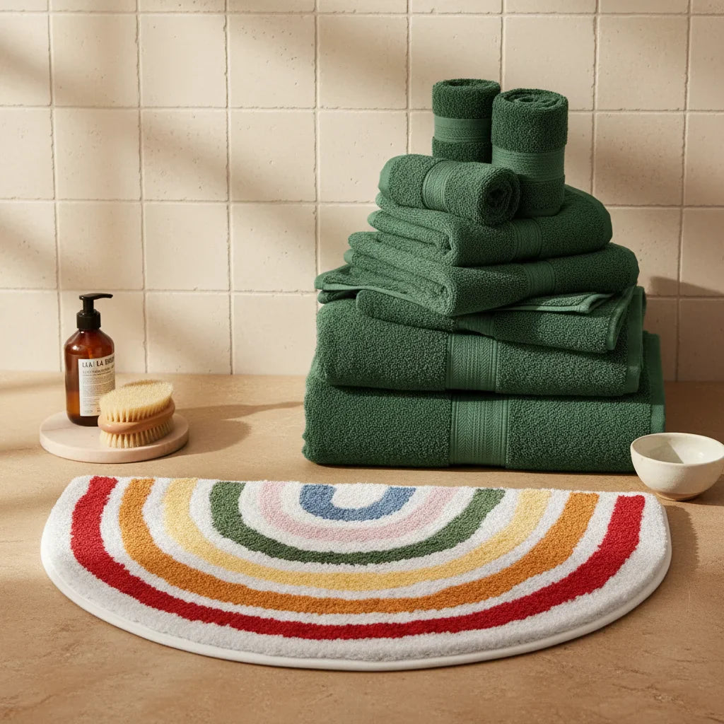 Half Circle Bathroom Rug