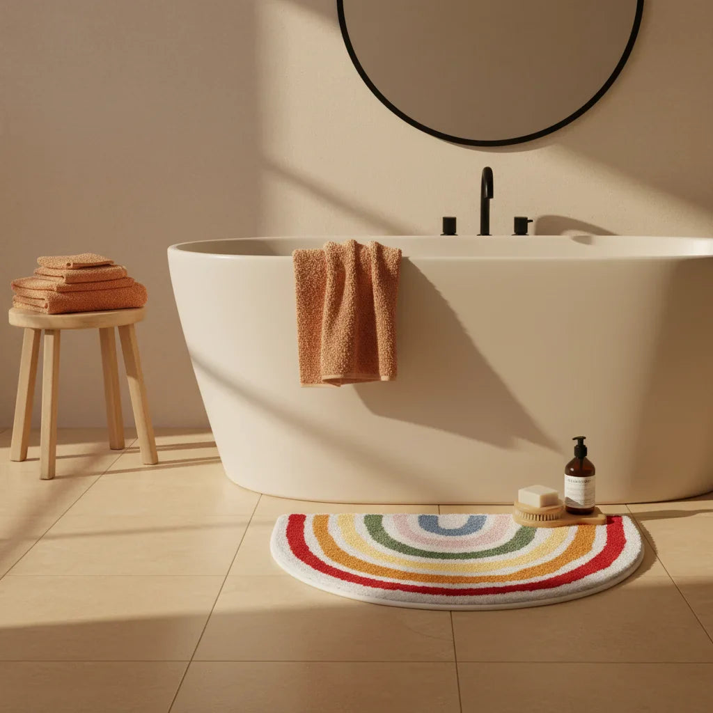 Half Circle Bathroom Rug