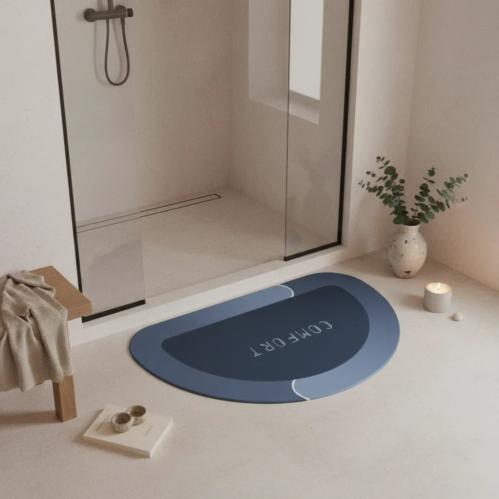 Half Moon Blue Gradient Bathroom Rug