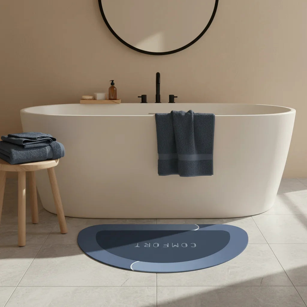 Half Moon Blue Gradient Bathroom Rug