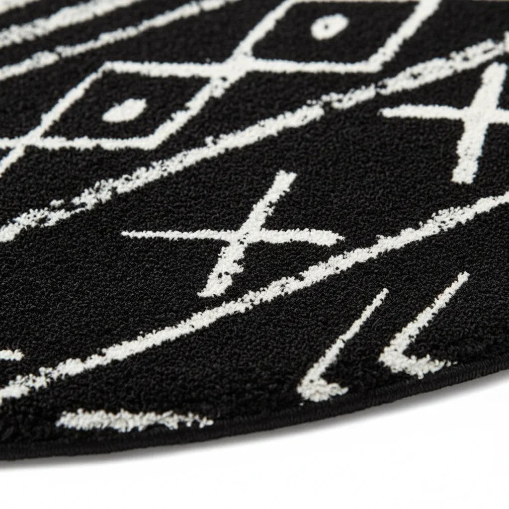 Half Moon Black Bathroom Rug