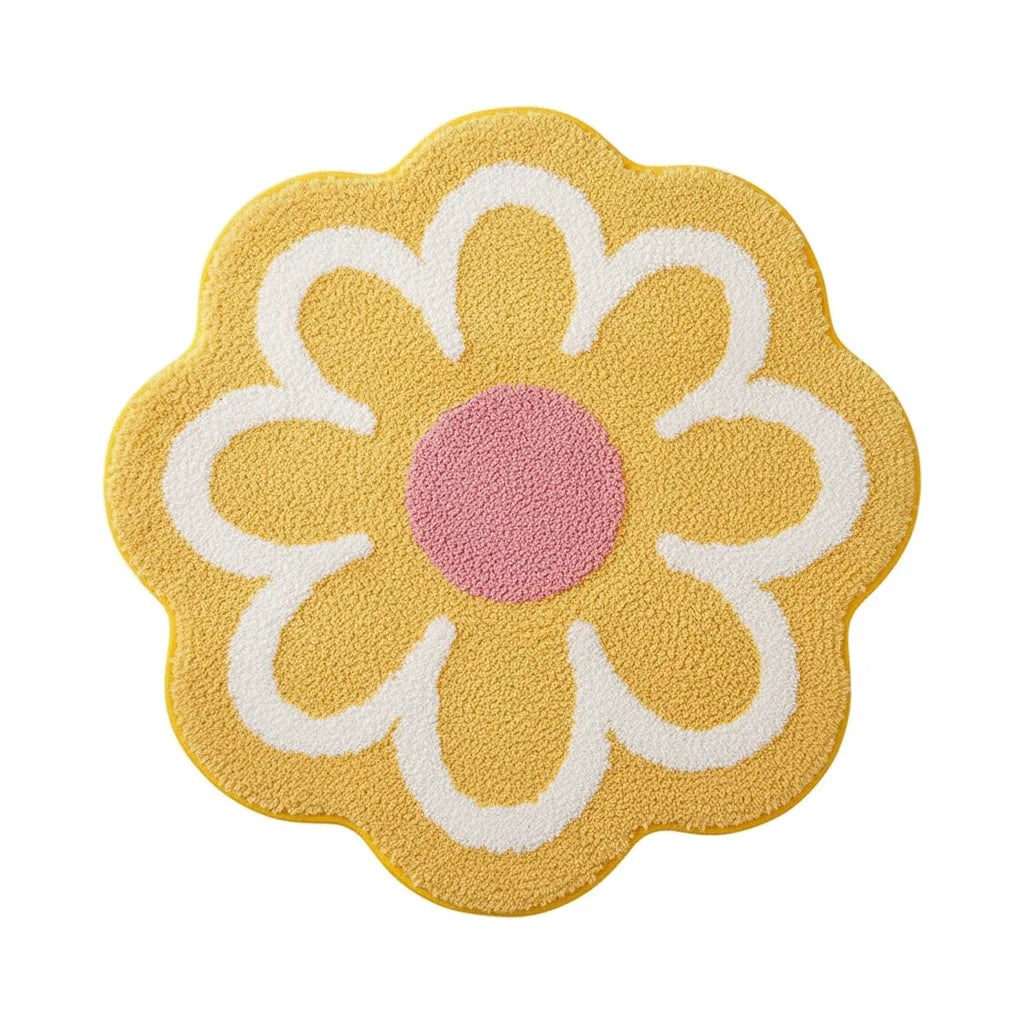 En Shape Flower Bathroom Rug