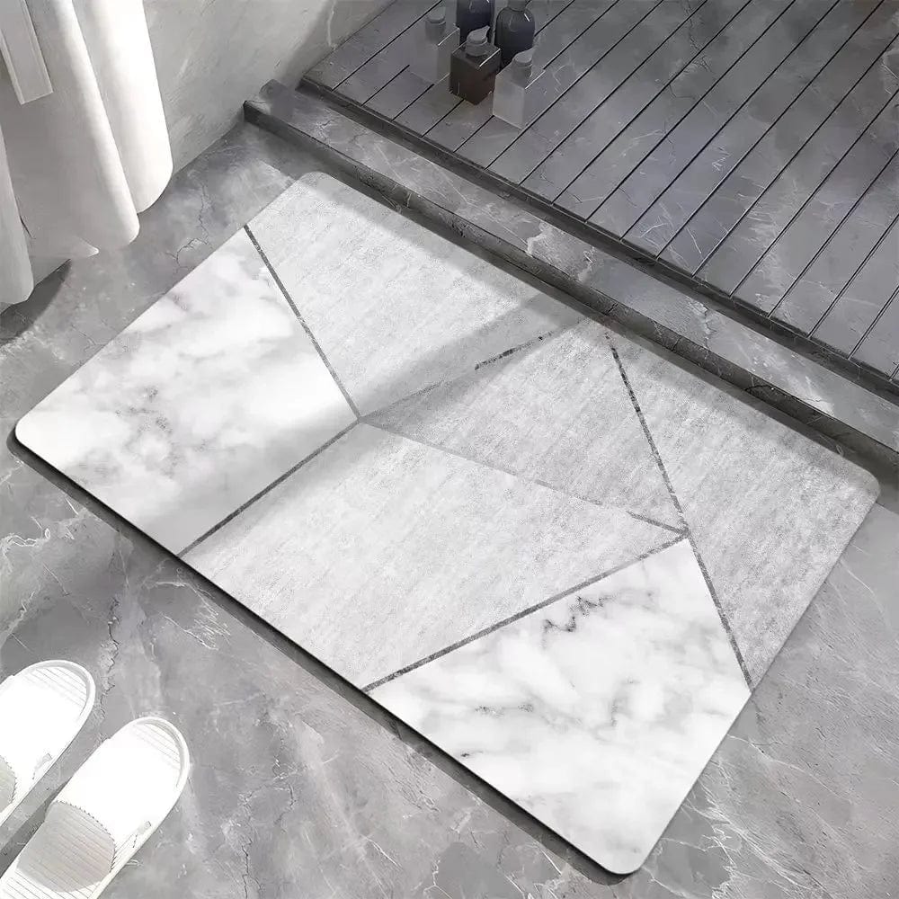 Gray White Bathroom Rug