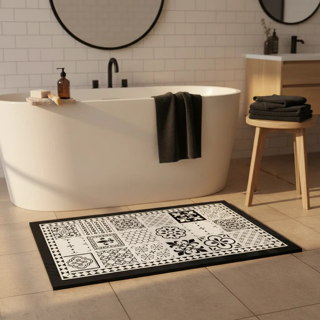 Vinyl Bathroom Rug - size comparison