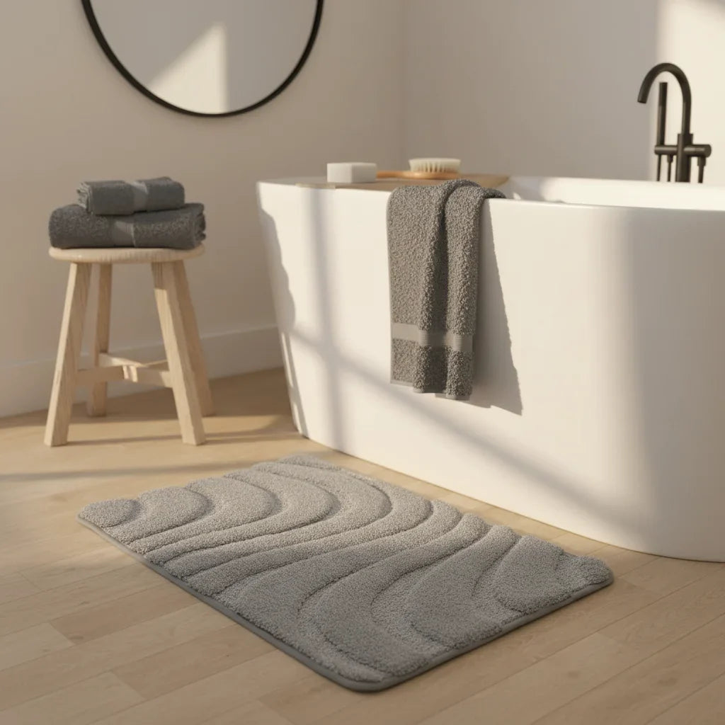 Thick Gray Bath Mat - size comparison