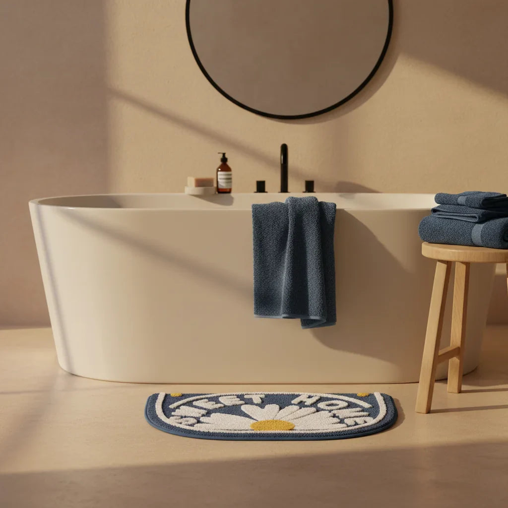 Thick Half Moon Bath Mat - size comparison
