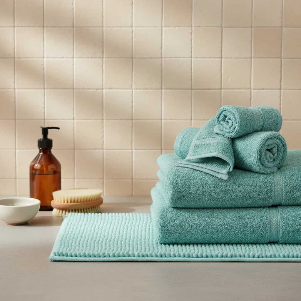 Turquoise Bath Mat - close-up texture