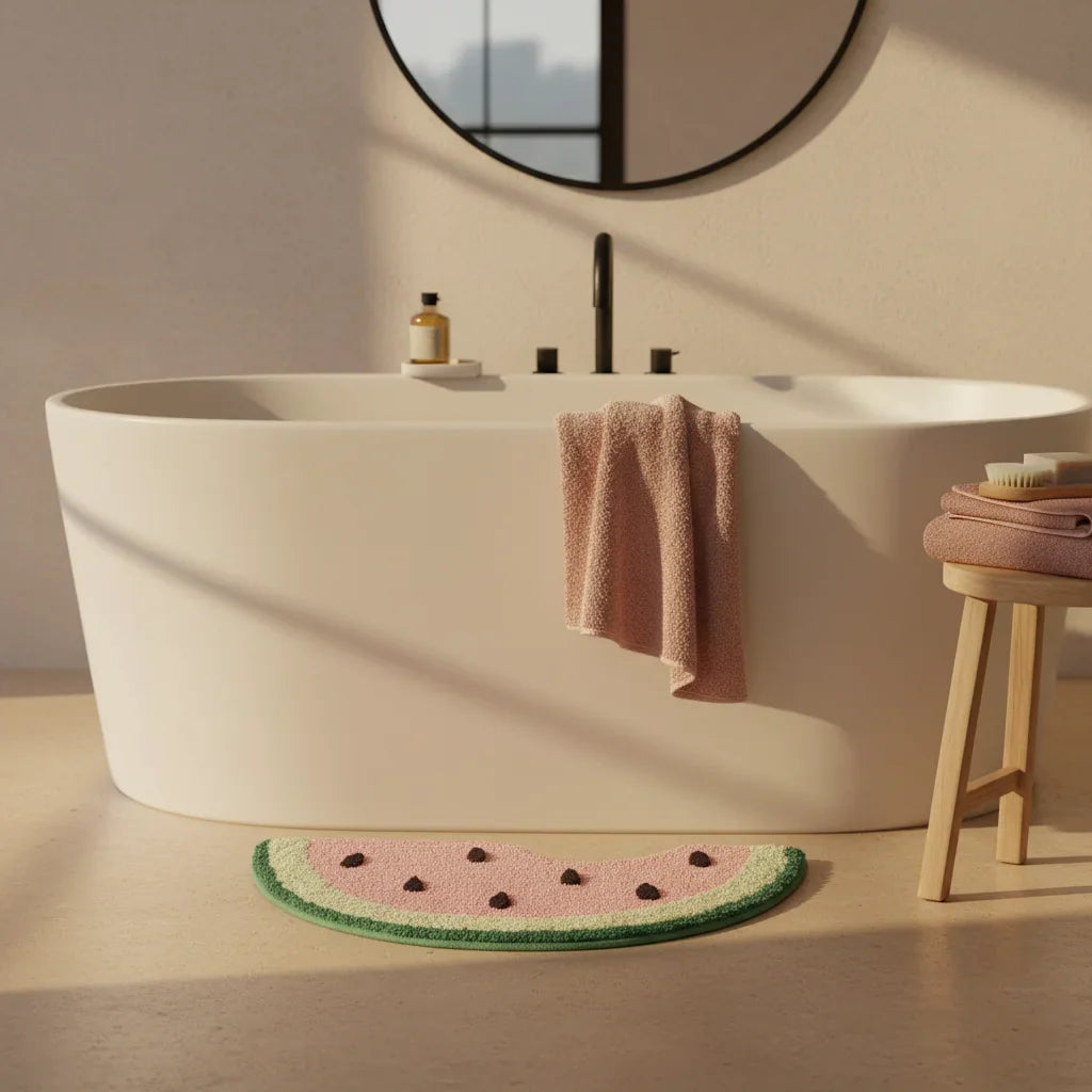Watermelon Bath Mat - size comparison