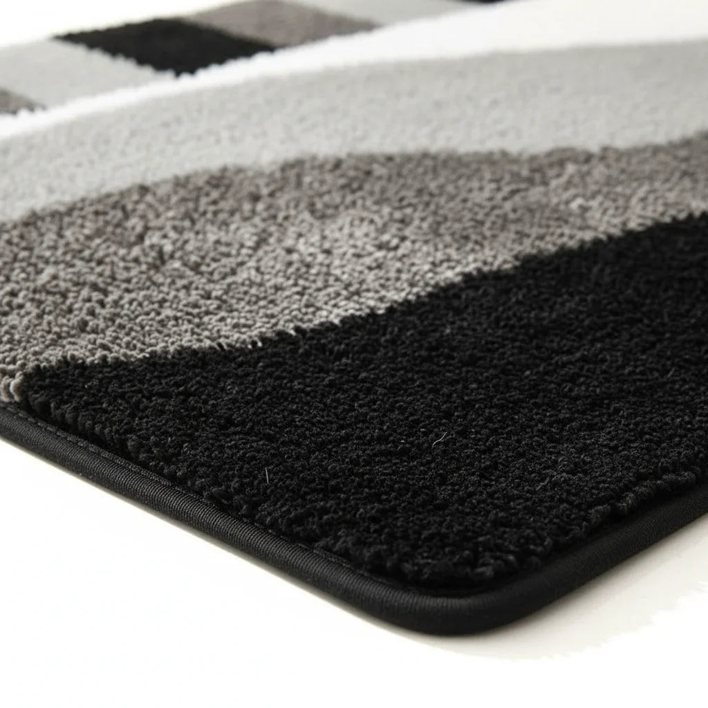 White Gray Black Bath Mat - bathroom setting